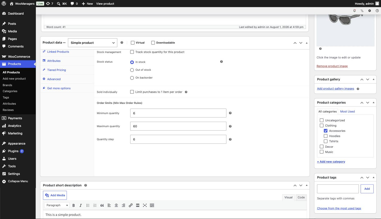 Per-product overrides in Product data → Inventory.