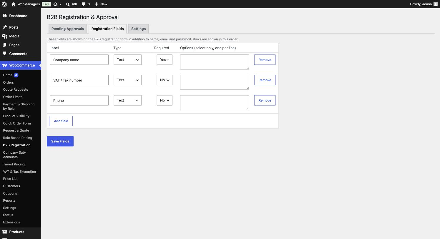The registration field builder.