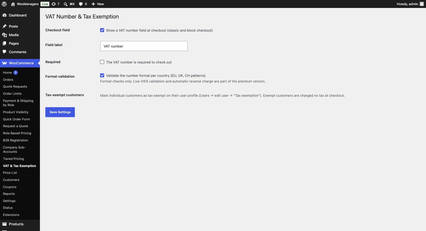 Per-country validation settings.